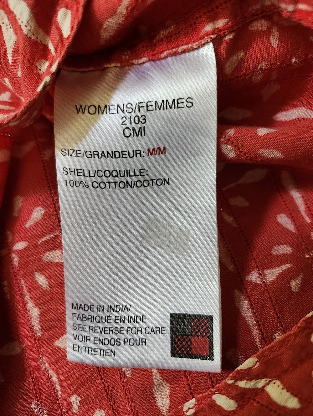 Woolrich Red Sleeveless Button-Front Printed 100% Cotton Top - Picture 5 of 6